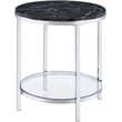ACME Virlana Round Faux Marble Top End Table with Metal Base in Black and Chrome