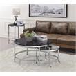 ACME Virlana Round Faux Marble Top End Table with Metal Base in Black and Chrome