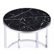 ACME Virlana Round Faux Marble Top End Table with Metal Base in Black and Chrome