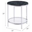ACME Virlana Round Faux Marble Top End Table with Metal Base in Black and Chrome