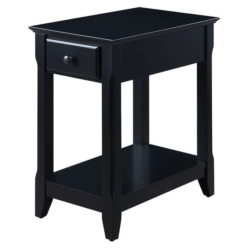 ACME Bertie Wooden Accent Table with Storage Drawer and 1 Tier Shelf in Black