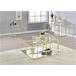 ACME Uchenna Glass Top Coffee Table with Metal Frame in Clear Glass and Gold