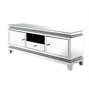 acme lotus tv stand in mirrored and faux crystals