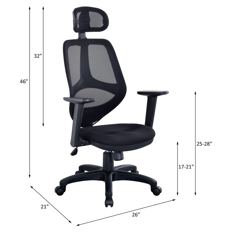 ACME Arfon Plastic Gaming Chair with Mesh Metal Back in Black