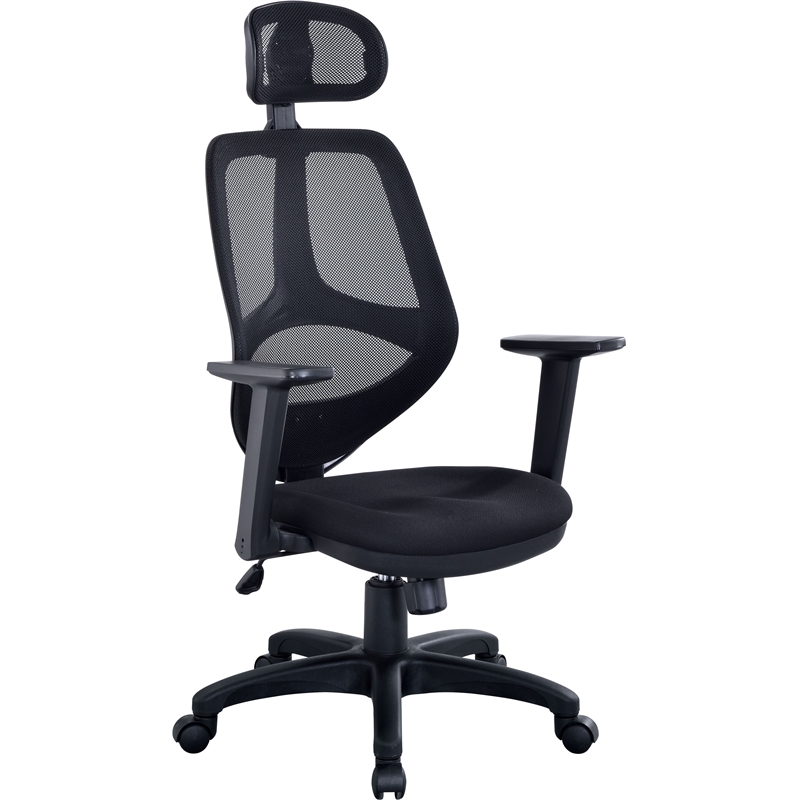 ACME Arfon Plastic Gaming Chair with Mesh Metal Back in Black