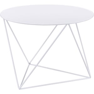acme epidia metal accent table with round top and geometric base in white
