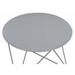 ACME Epidia Metal Accent Table with Round Top and Geometric Base in Gray