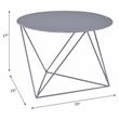 ACME Epidia Metal Accent Table with Round Top and Geometric Base in Gray