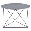 ACME Epidia Metal Accent Table with Round Top and Geometric Base in Gray