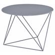 ACME Epidia Metal Accent Table with Round Top and Geometric Base in Gray