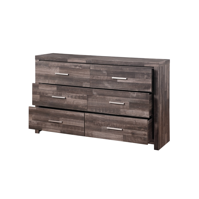 acme juniper modern composite wood 6-drawer bedroom dresser in dark cherry