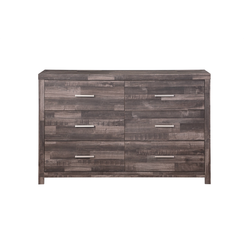 acme juniper modern composite wood 6-drawer bedroom dresser in dark cherry