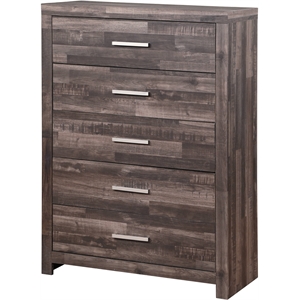 acme juniper modern composite wood 5-drawer bedroom chest in dark cherry