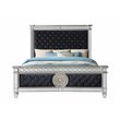ACME Varian Tufted Upholstered Queen Bed in Black Velvet and Mirrored