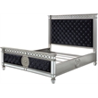 ACME Varian Tufted Upholstered Queen Bed in Black Velvet and Mirrored