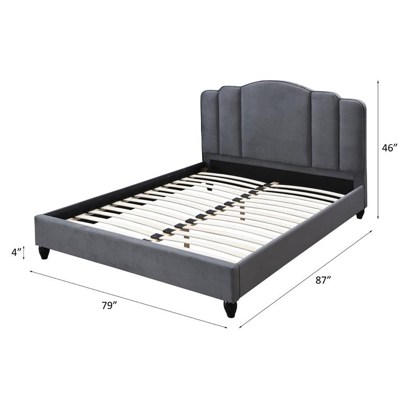 ACME Furniture Giada Channel-Tufted Fabric Eastern King Platform Bed in Charcoal