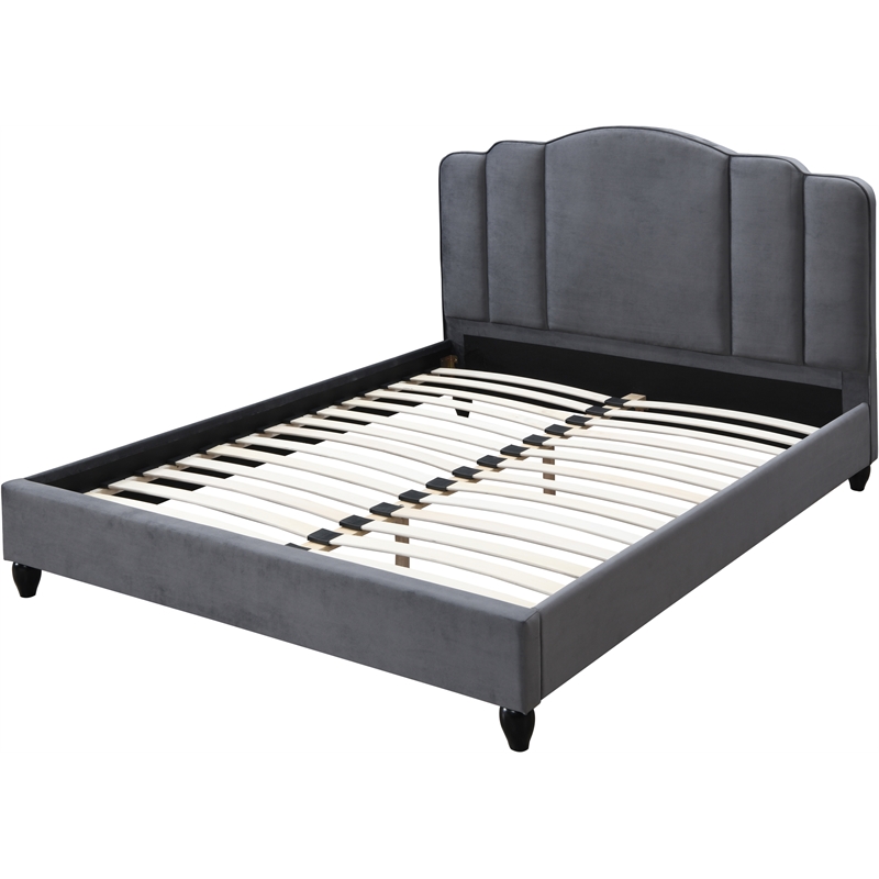 ACME Furniture Giada Channel-Tufted Fabric Eastern King Platform Bed in Charcoal