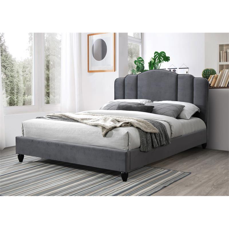 ACME Furniture Giada Channel-Tufted Fabric Eastern King Platform Bed in Charcoal
