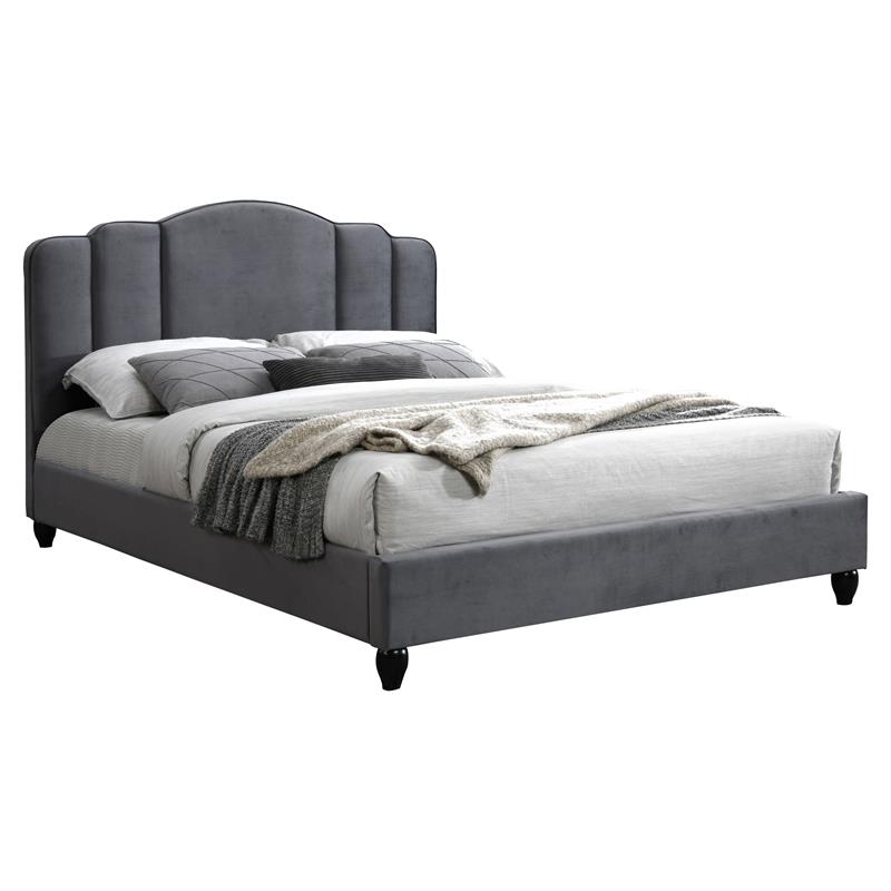 ACME Furniture Giada Channel-Tufted Fabric Eastern King Platform Bed in Charcoal