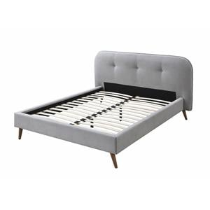 ACME Graves Button Tufted Fabric Queen Platform Bed in Gray