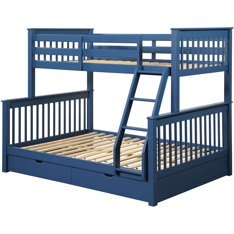 Acme Harley Ii Twin Full Storage Bunk Bed Navy Blue Finish 37865, Navy Bunk Beds