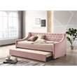 ACME Lianna Button Tufted Velvet Upholstered Twin Daybed and Trundle in Pink