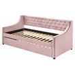 ACME Lianna Button Tufted Velvet Upholstered Twin Daybed and Trundle in Pink
