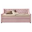 ACME Lianna Button Tufted Velvet Upholstered Twin Daybed and Trundle in Pink