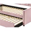 ACME Lianna Button Tufted Velvet Upholstered Twin Daybed and Trundle in Pink