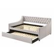 ACME Lianna Tufted Upholstered Full Daybed and Twin Trundle in Beige Fabric