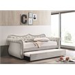 ACME Adkins Tufted Upholstered Twin Daybed and Trundle in Beige Velvet