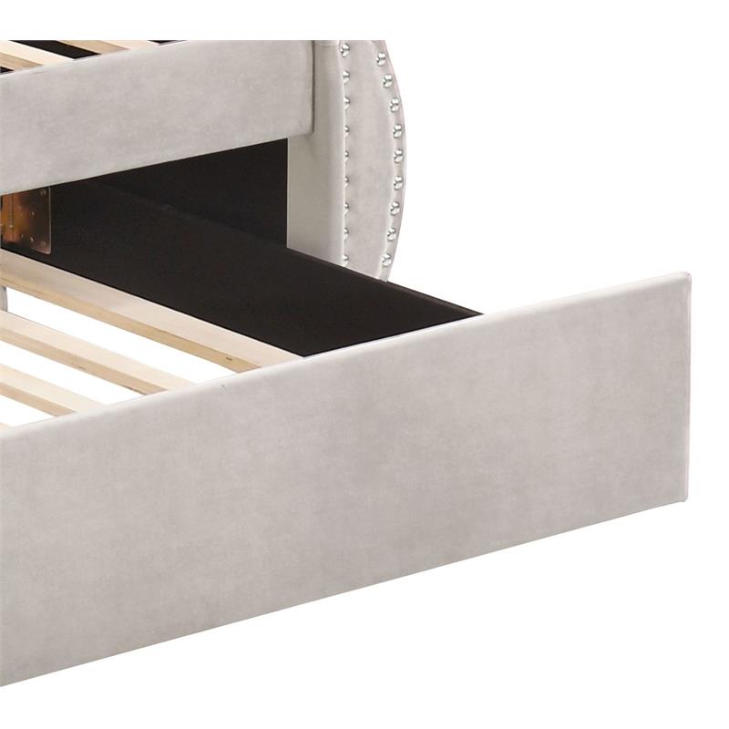 ACME Adkins Tufted Upholstered Twin Daybed and Trundle in Beige Velvet