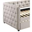 ACME Romona Button Tufted Fabric Upholstered Twin Daybed and Trundle in Beige