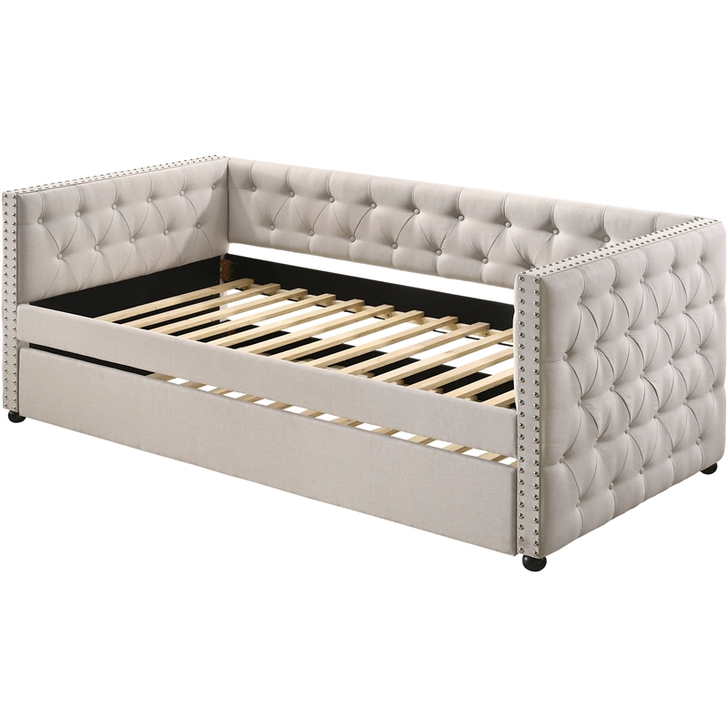 DHP Sophia Upholstered Twin Daybed with Trundle in Tan - 4032359 ...