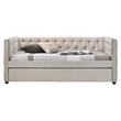 ACME Romona Button Tufted Fabric Upholstered Twin Daybed and Trundle in Beige