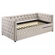 ACME Romona Button Tufted Fabric Upholstered Twin Daybed and Trundle in Beige