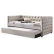 ACME Romona Button Tufted Fabric Upholstered Full Daybed and Trundle in Beige
