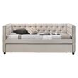 ACME Romona Button Tufted Fabric Upholstered Full Daybed and Trundle in Beige