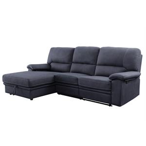 acme trifora reclining storage sectional sofa in dark gray fabric