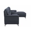 ACME Walcher 3-Piece Linen Fabric Sectional Sofa with Storage Console in Gray