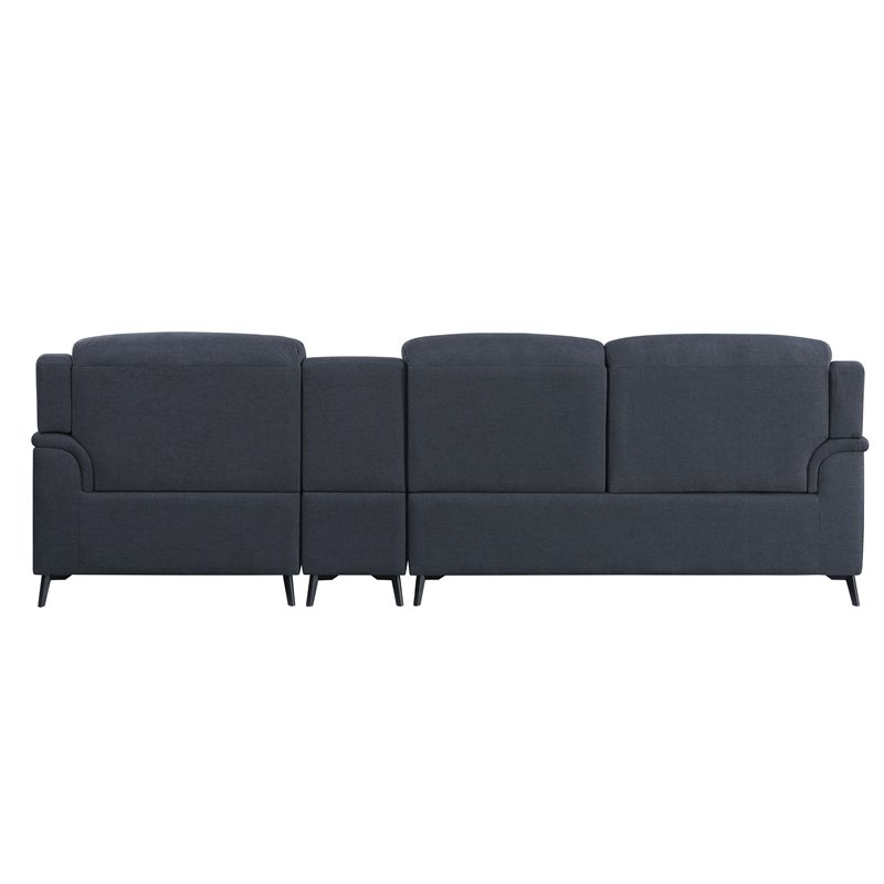 ACME Walcher 3-Piece Linen Fabric Sectional Sofa with Storage Console in Gray