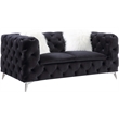 ACME Phifina Button Tufted Velvet Upholstered Loveseat with 2 Pillows in Black