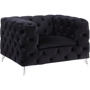 acme phifina button tufted velvet upholstery chair in black