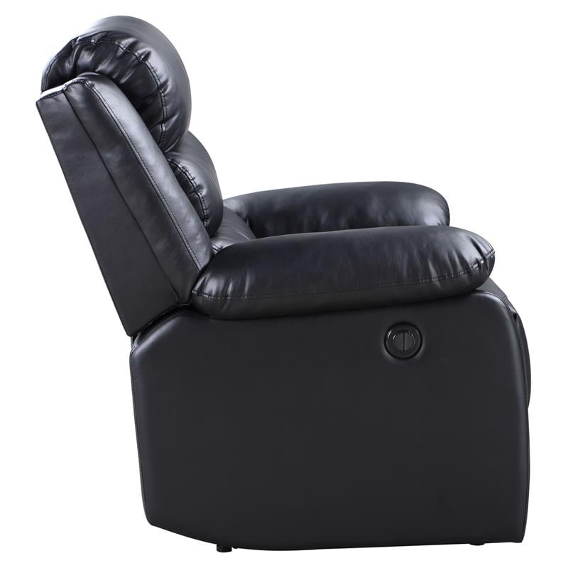 ACME Eilbra Faux Leather Power Recliner with Pillow Top Armrest in Black