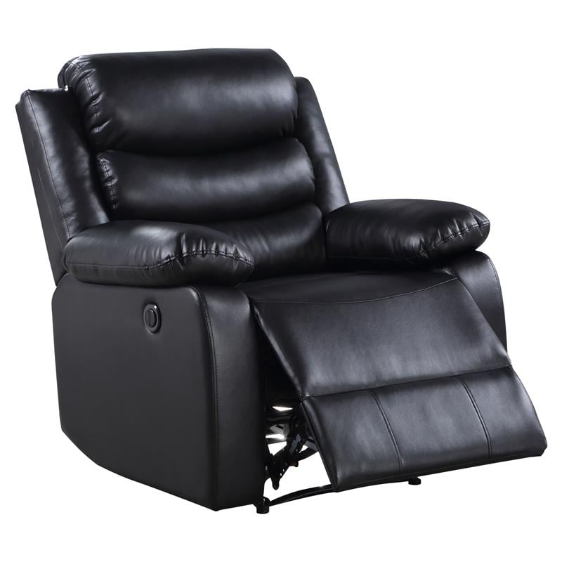 ACME Eilbra Faux Leather Power Recliner with Pillow Top Armrest in Black
