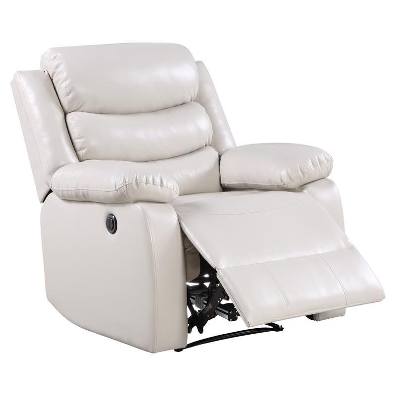 ACME Eilbra Faux Leather Power Recliner with Pillow Top Armrest in Beige