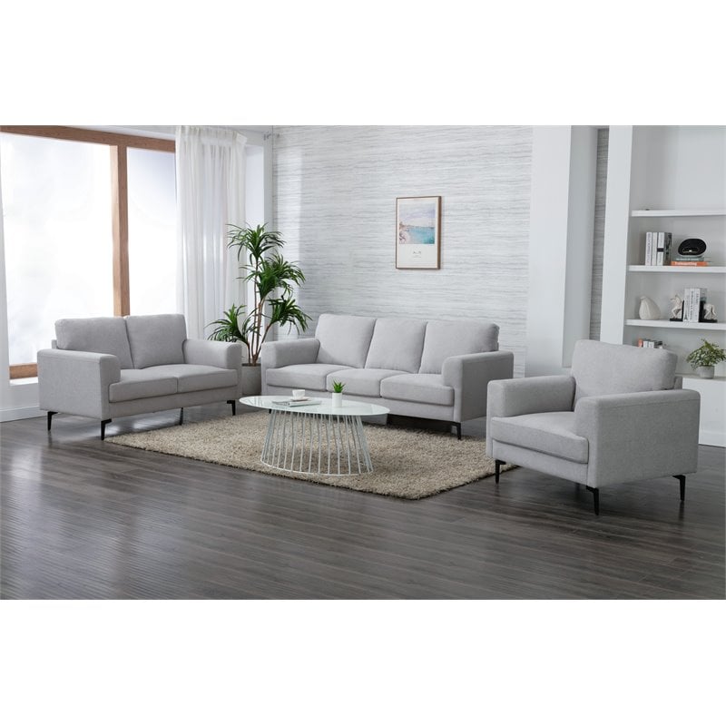 ACME Kyrene Linen Fabric Upholstery Sofa with Loose Back in Light Gray
