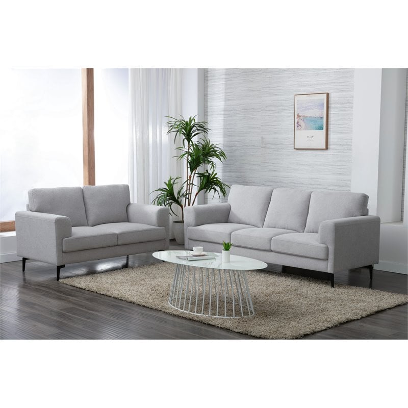 ACME Kyrene Linen Fabric Upholstery Sofa with Loose Back in Light Gray