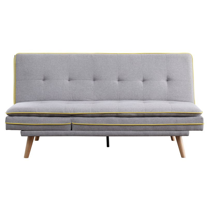 ACME Savilla Tufted Linen Fabric Upholstery Adjustable Sofa in Gray and Oak