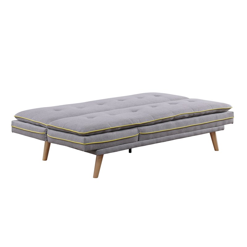 ACME Savilla Tufted Linen Fabric Upholstery Adjustable Sofa in Gray and Oak